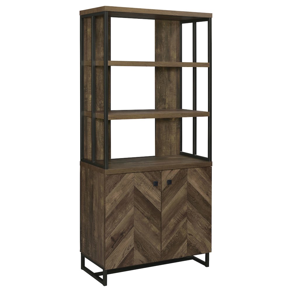 Millbrook 71-inch 2-door Storage Bookshelf Rustic Oak. Picture 1