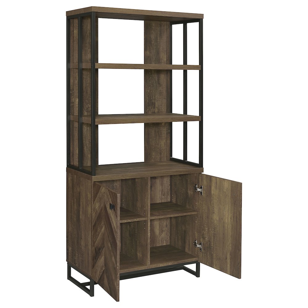 Millbrook 71-inch 2-door Storage Bookshelf Rustic Oak. Picture 3