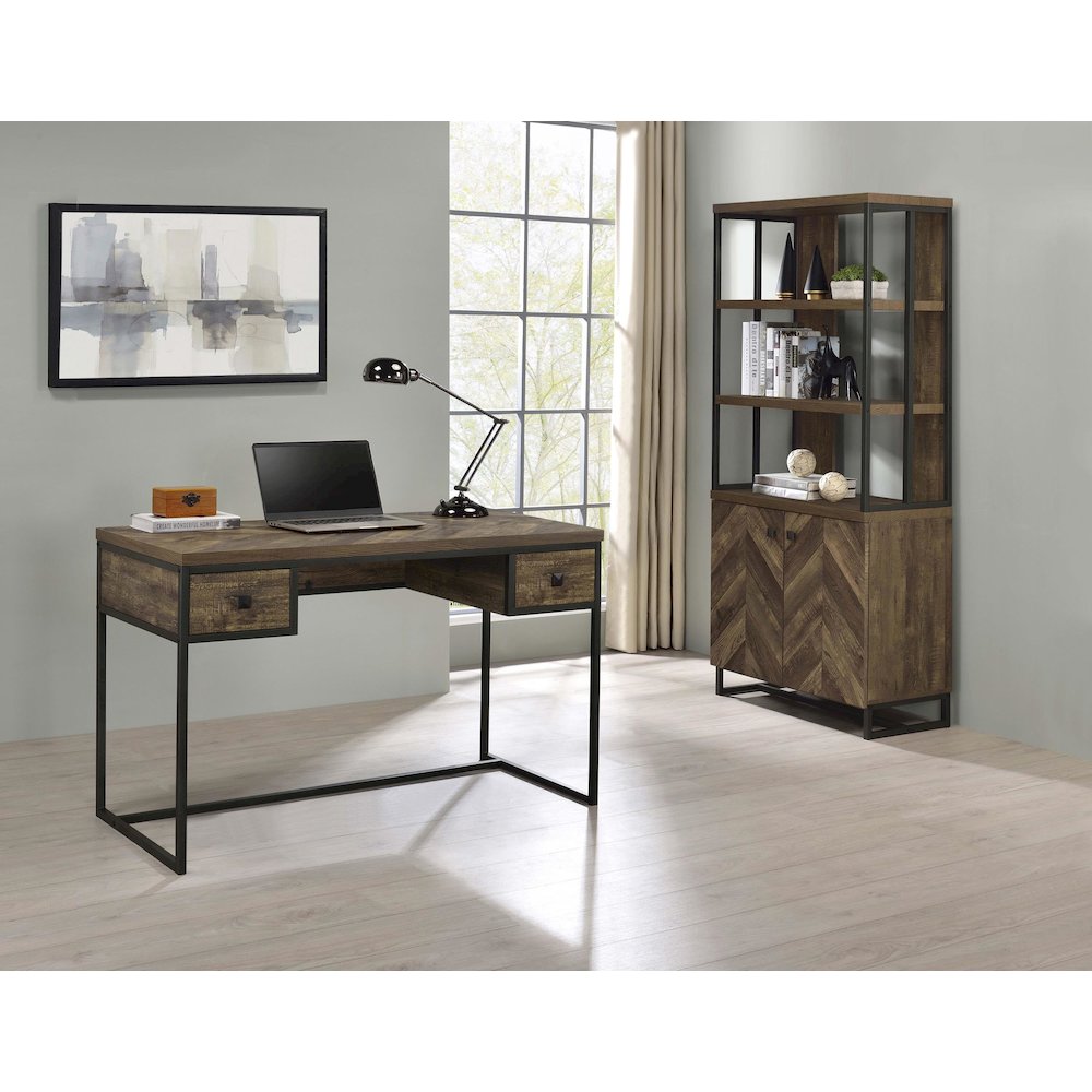 Millbrook 71-inch 2-door Storage Bookshelf Rustic Oak. Picture 6