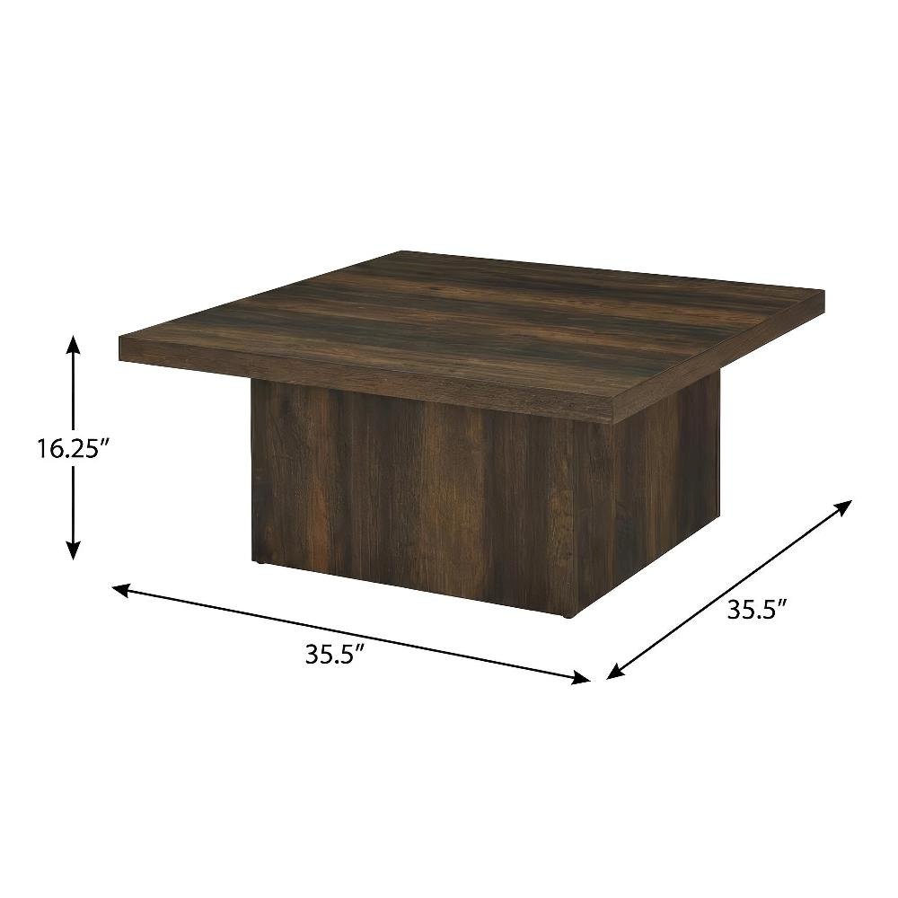 Dark Pine 3-Piece Square Coffee and End Table Set with Plastic Glides. Picture 4