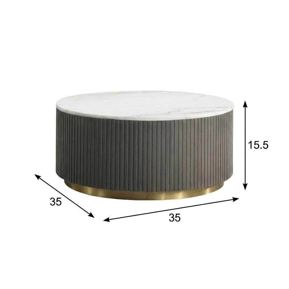 White 2-Piece Round Coffee and End Table Set with Contemporary Design. Picture 4
