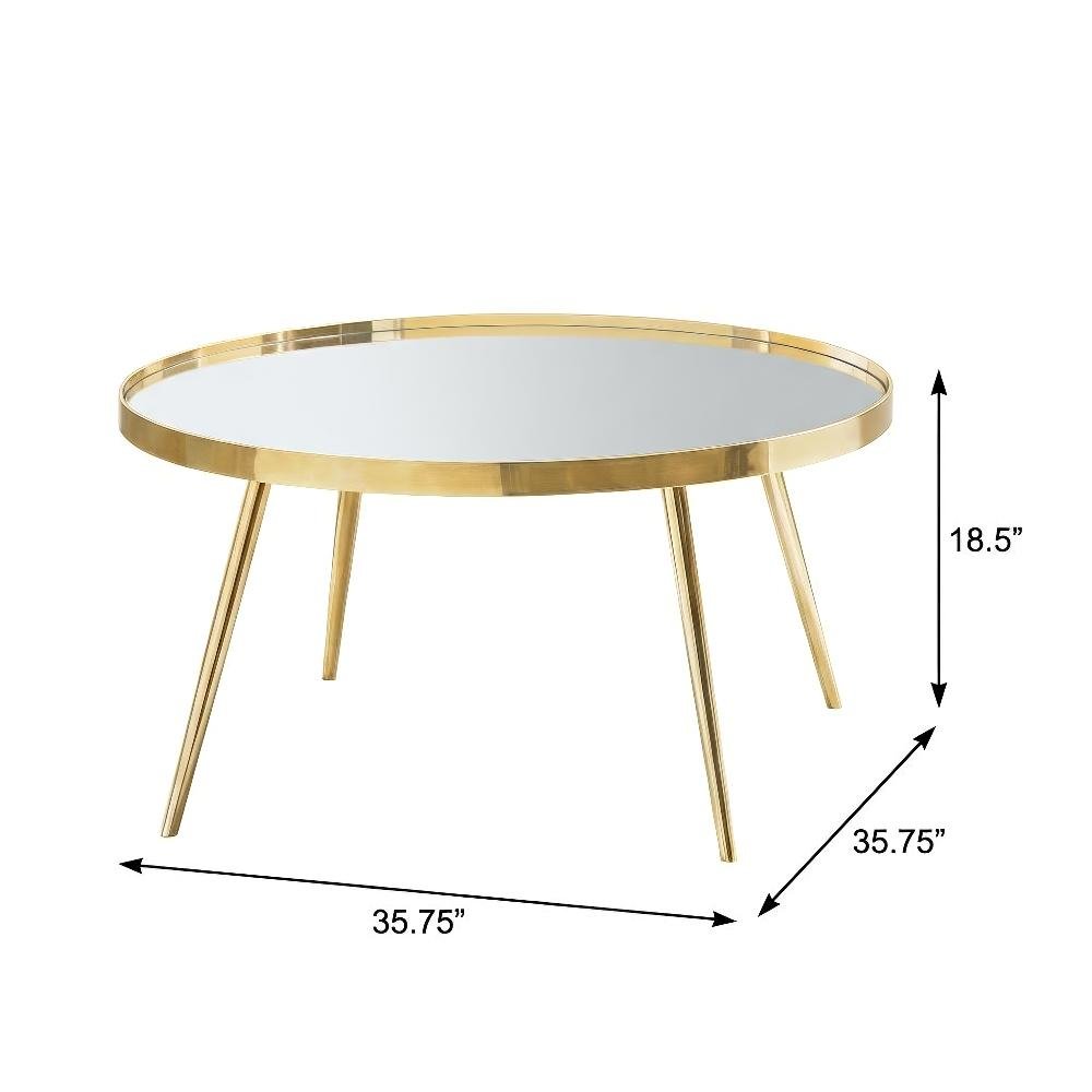 Gold 4-Piece Round Coffee and End Table Set, Contemporary Style. Picture 4