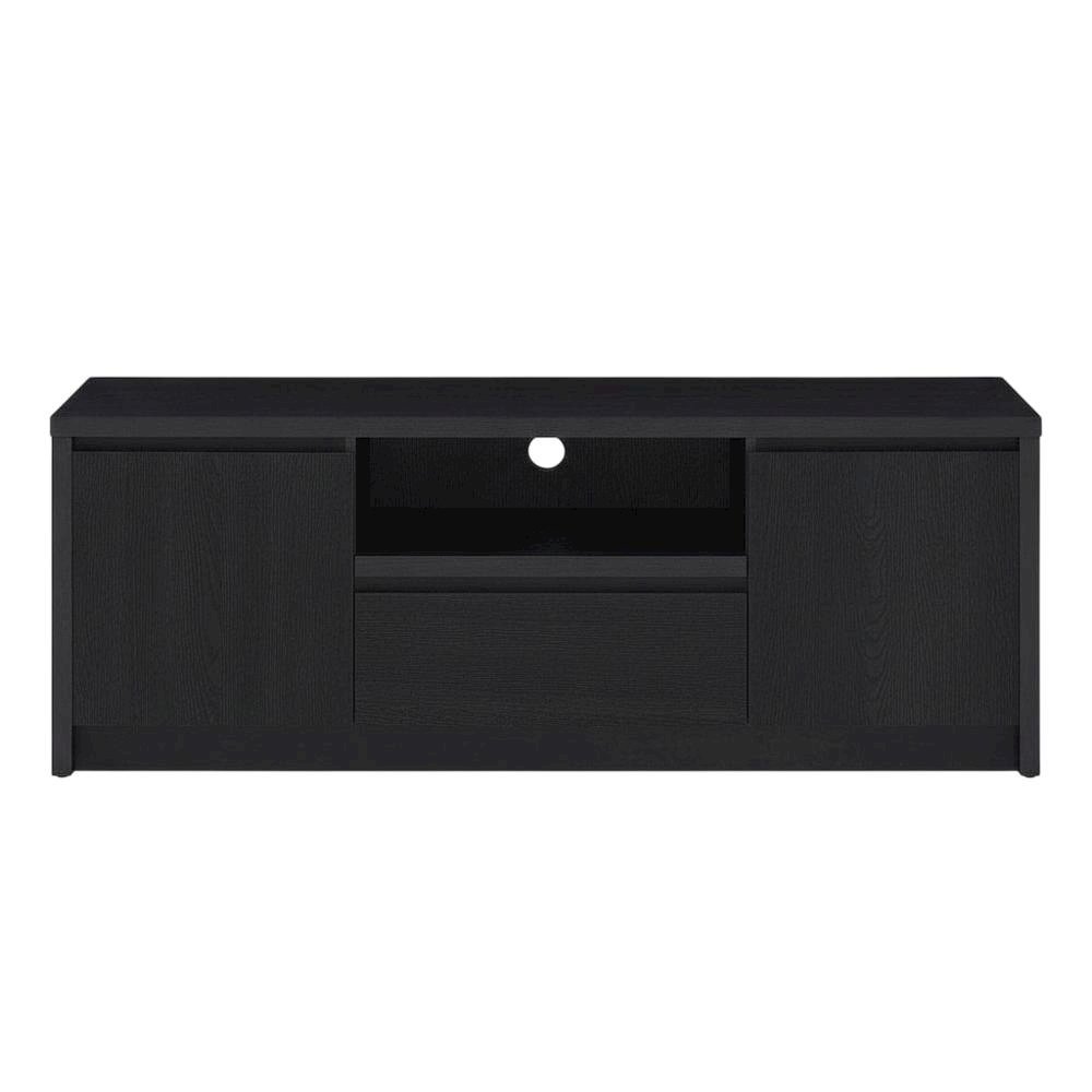 Black 2-Door TV Stand Media Console with Contemporary Style and Engineered Wood. Picture 4