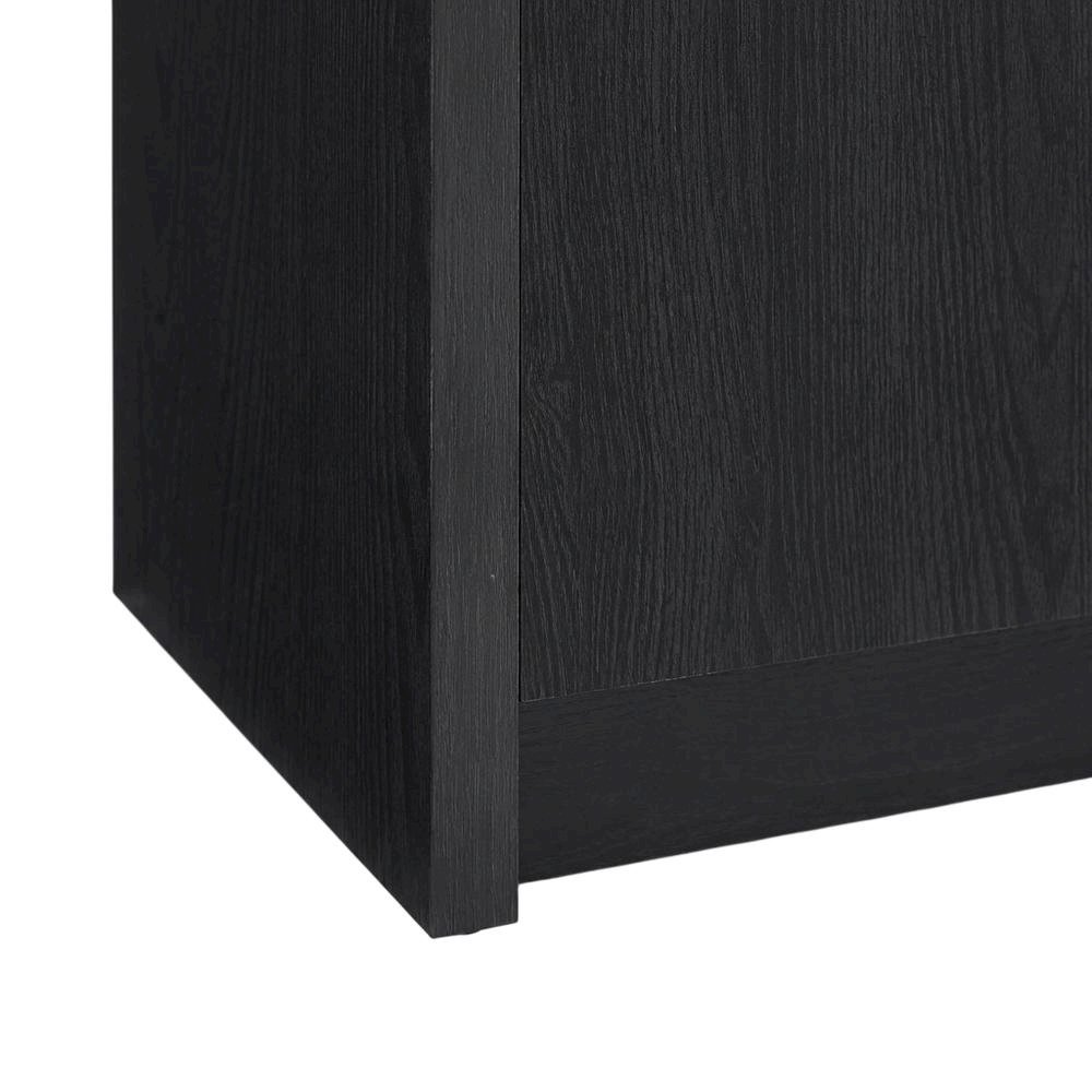Black 2-Door TV Stand Media Console with Contemporary Style and Engineered Wood. Picture 6