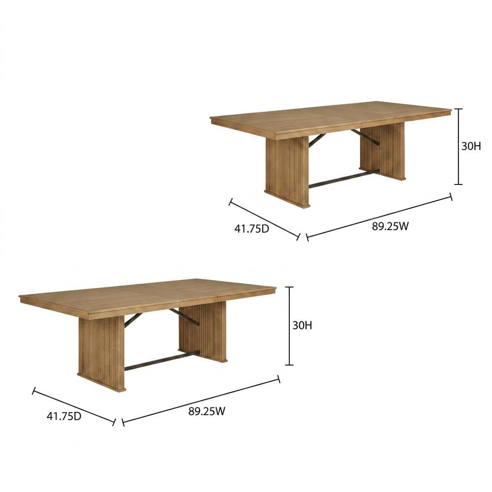 Distressed Light Brown Dining Set with 9 Pieces and Sturdy Construction. Picture 9
