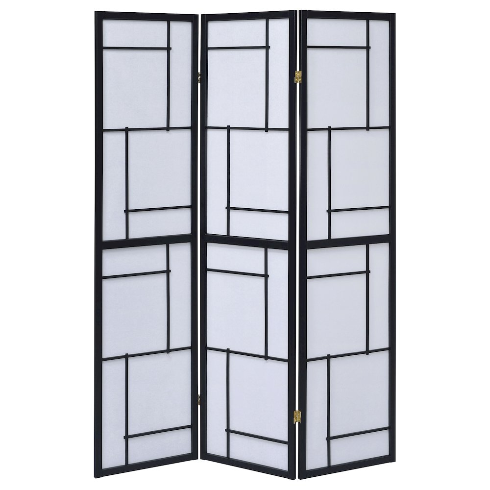 Damis 3-Panel Room Divider Folding Shoji Screen Black. Picture 4