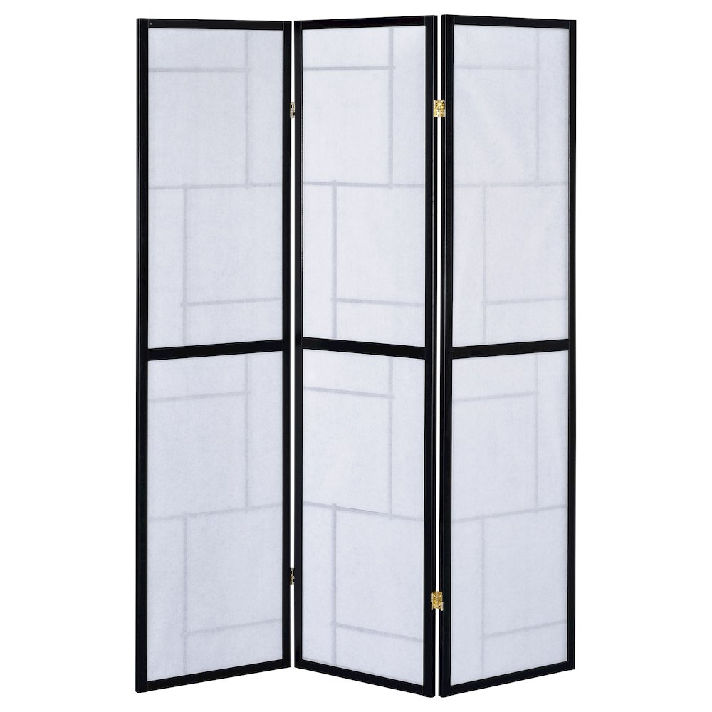 Damis 3-Panel Room Divider Folding Shoji Screen Black. Picture 5