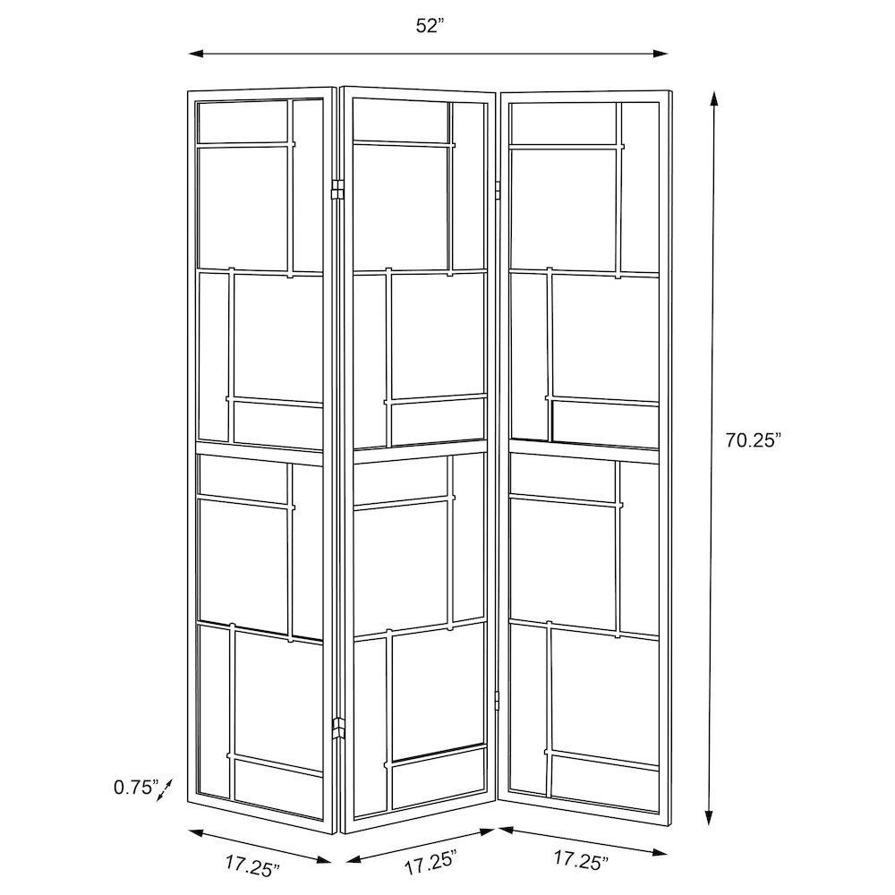 Damis 3-Panel Room Divider Folding Shoji Screen Black. Picture 8