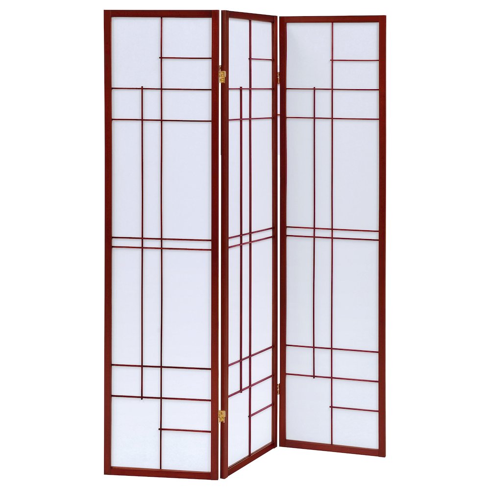 Katerina 3-Panel Room Divider Folding Shoji Screen Cherry. Picture 1
