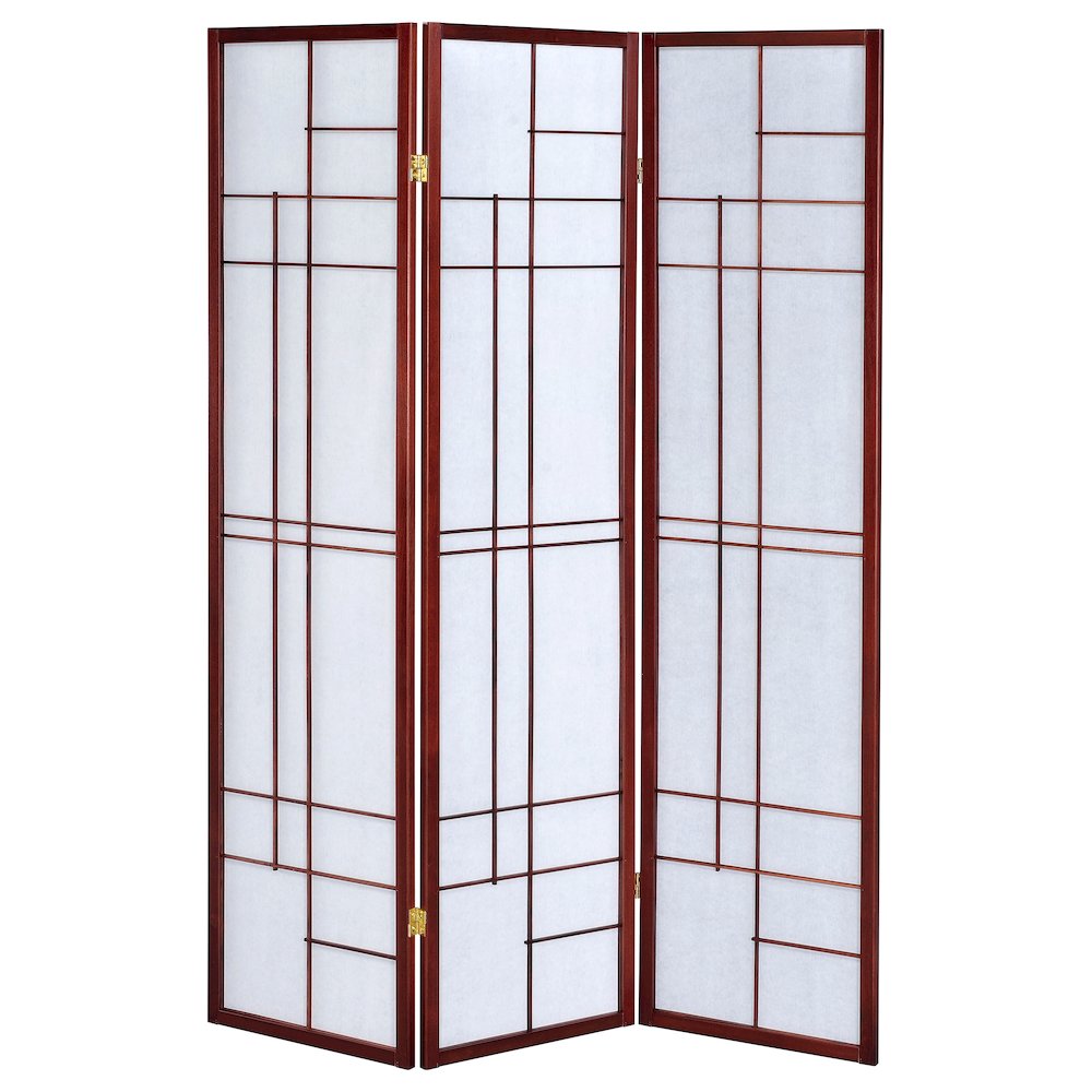 Katerina 3-Panel Room Divider Folding Shoji Screen Cherry. Picture 3