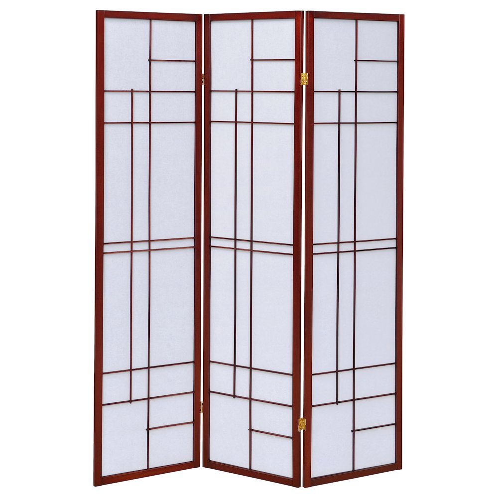 Katerina 3-Panel Room Divider Folding Shoji Screen Cherry. Picture 4