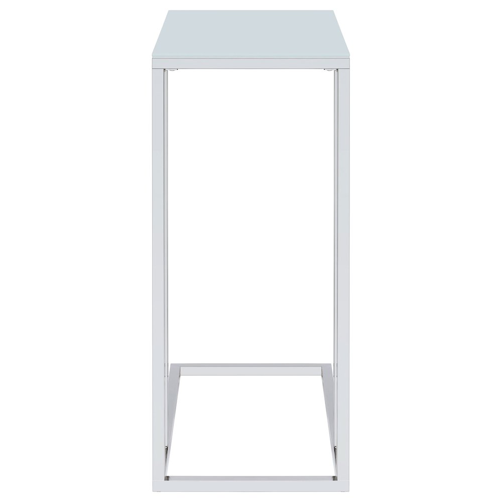 Stella Glass Top C-Shaped Sofa Side Table Chrome. Picture 3