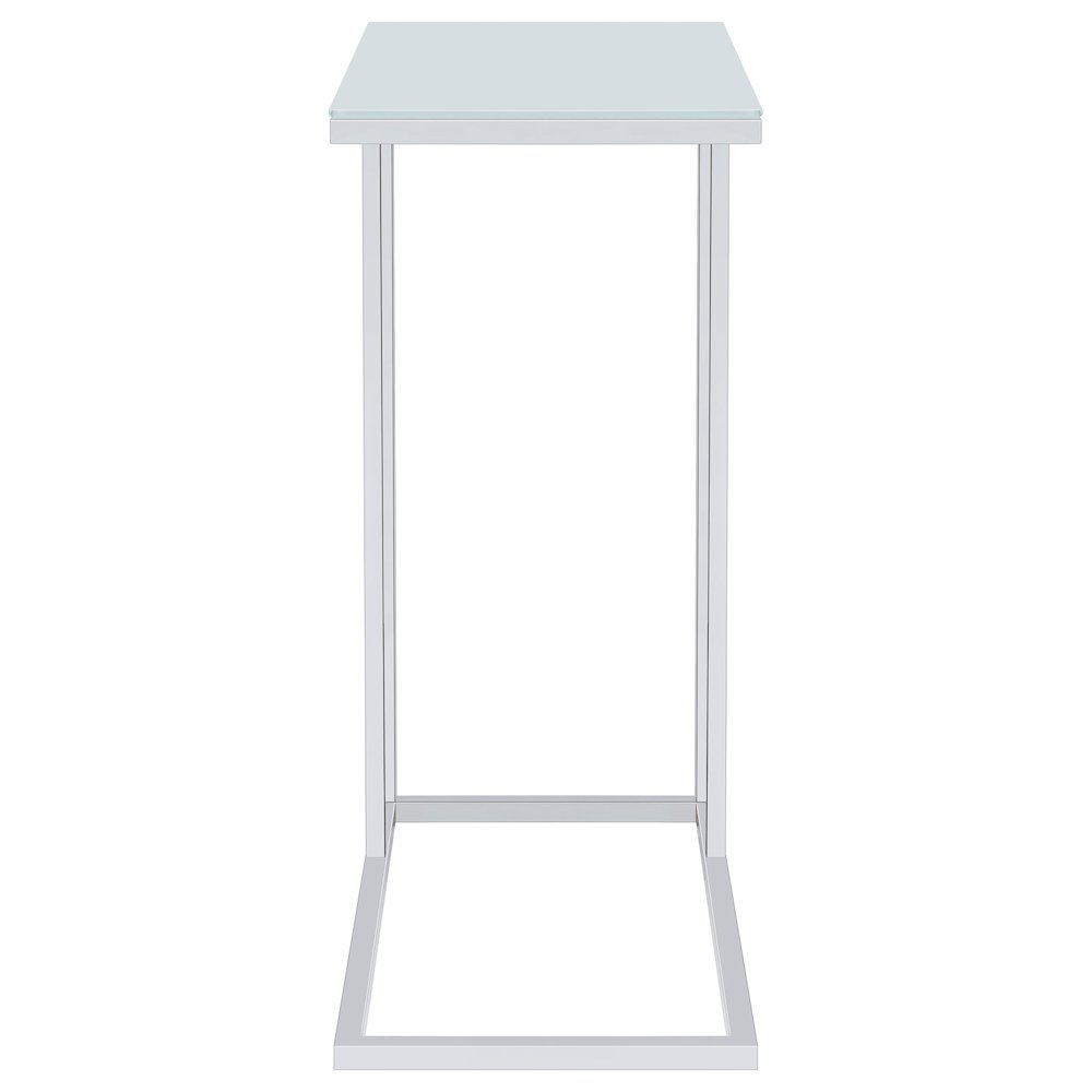 Stella Glass Top C-Shaped Sofa Side Table Chrome. Picture 7