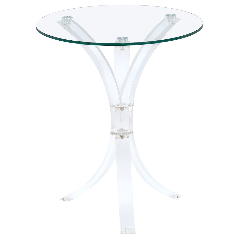 Laning Round Glass Top Acrylic Side Table Clear. Picture 1
