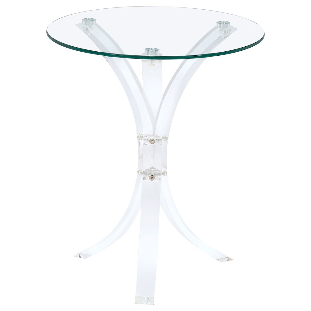 Laning Round Glass Top Acrylic Side Table Clear. Picture 3