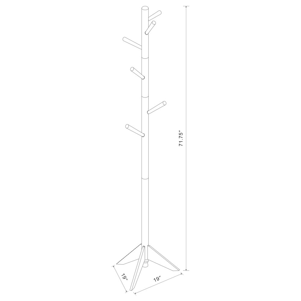 Devlin 6 Hook Freestanding Wood Coat Rack Hat Hanger Grey. Picture 5