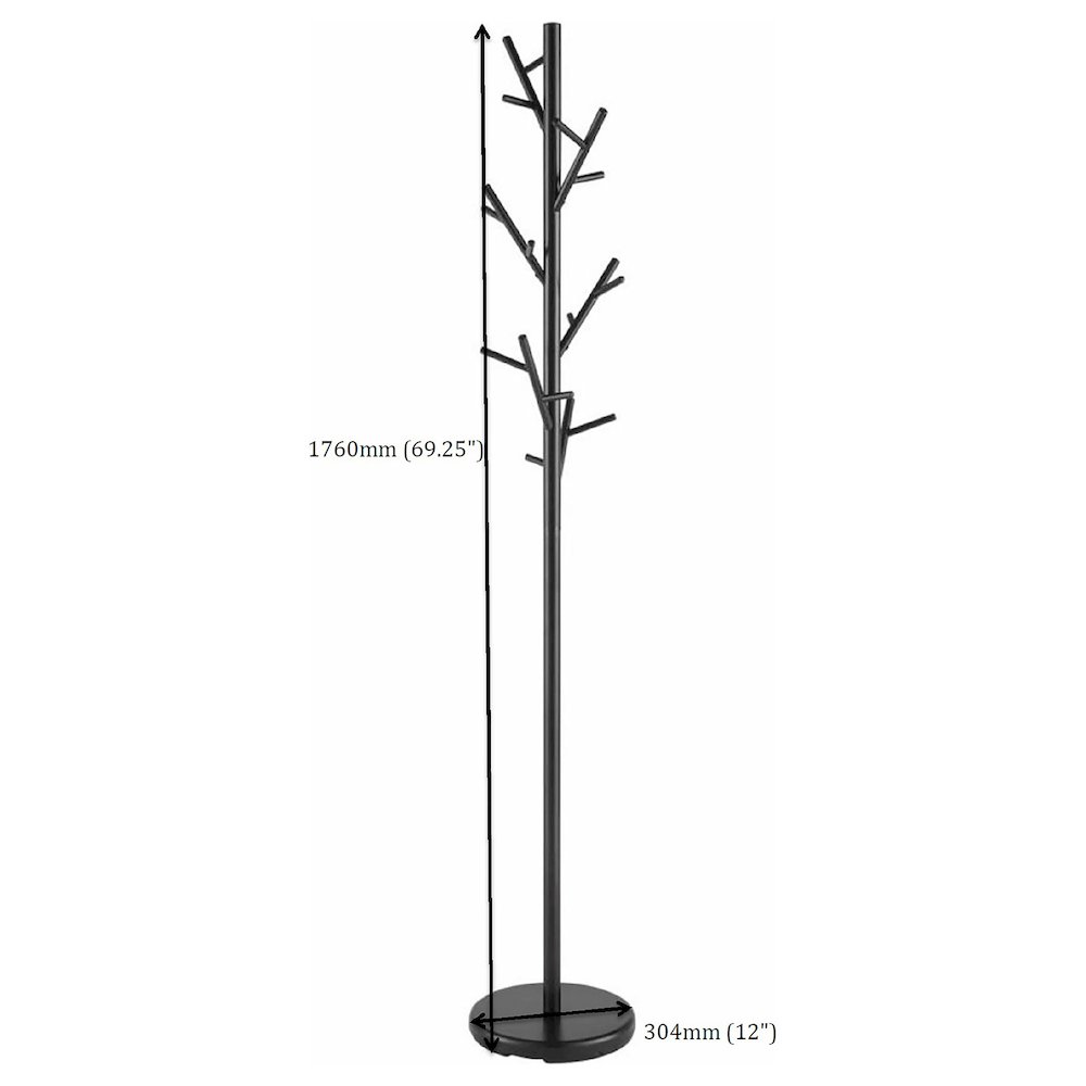 Clover 18 Hook Freestanding Metal Coat Rack Hat Hanger Black. Picture 6