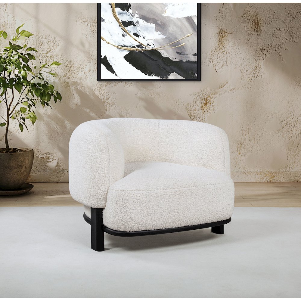 Lawler Upholstered Barrel Back Accent Chair Ivory and Black. Picture 2