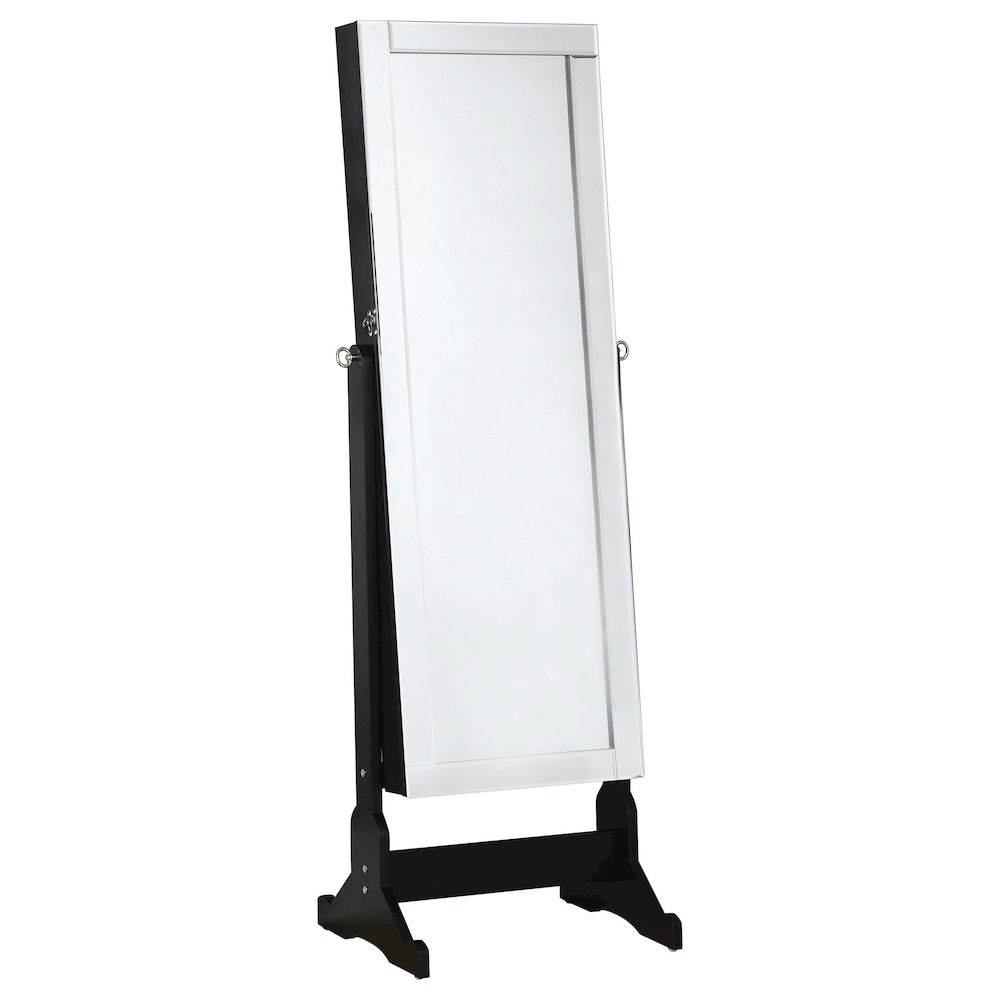 Cortez Cheval Mirror with Jewelry Storage Black. Picture 1