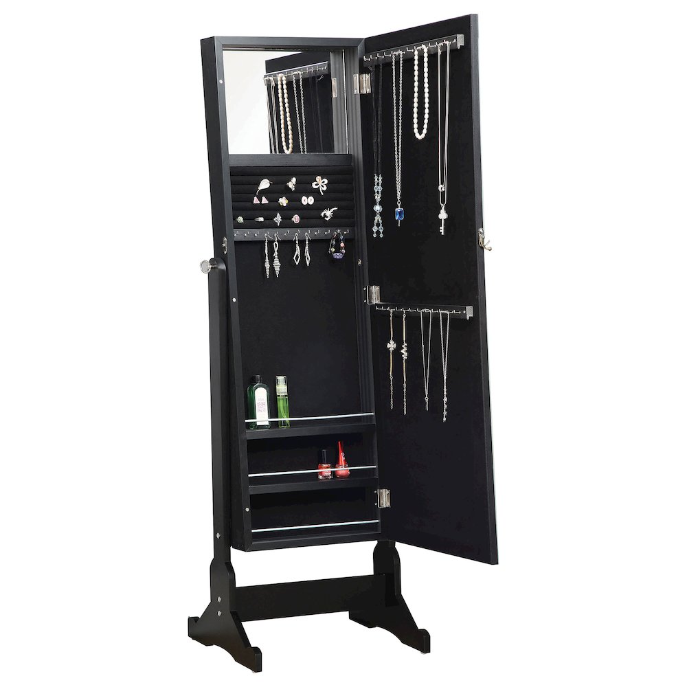 Cortez Cheval Mirror with Jewelry Storage Black. Picture 3