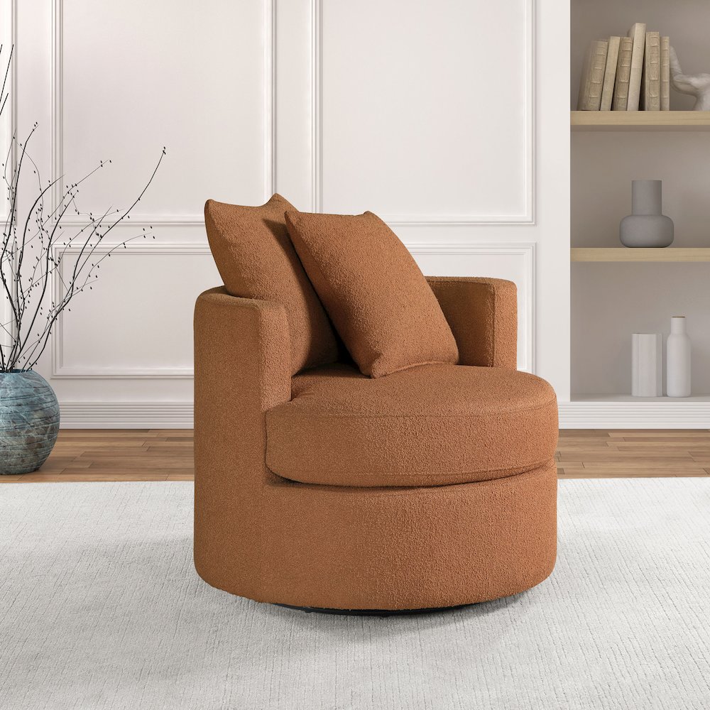 Debbie Upholstered Swivel Accent Chair Burnt Orange. Picture 10