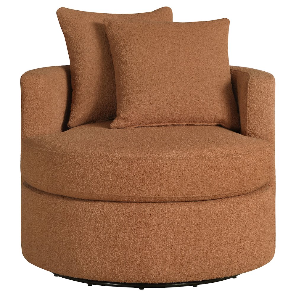 Debbie Upholstered Swivel Accent Chair Burnt Orange. Picture 3