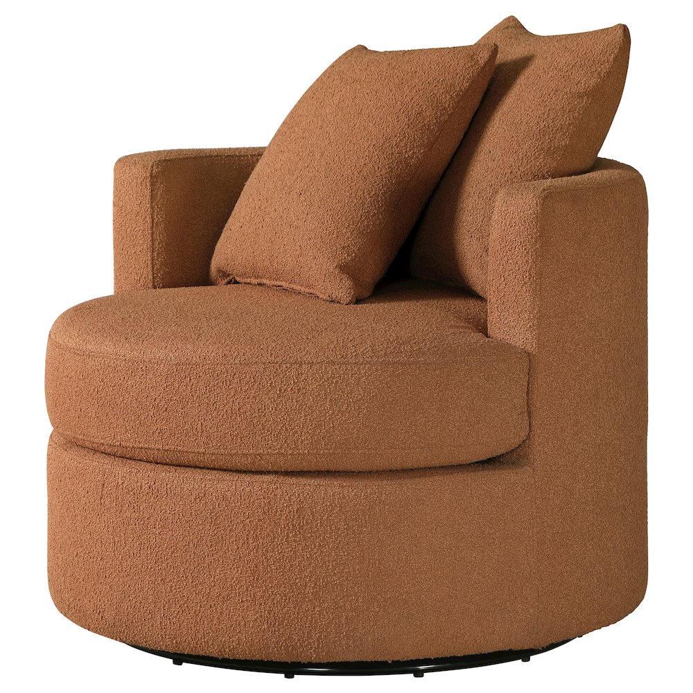 Debbie Upholstered Swivel Accent Chair Burnt Orange. Picture 4