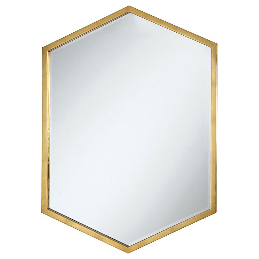 Bledel 24 x 34 Inch Hexagonal Wall Mirror Gold. Picture 1