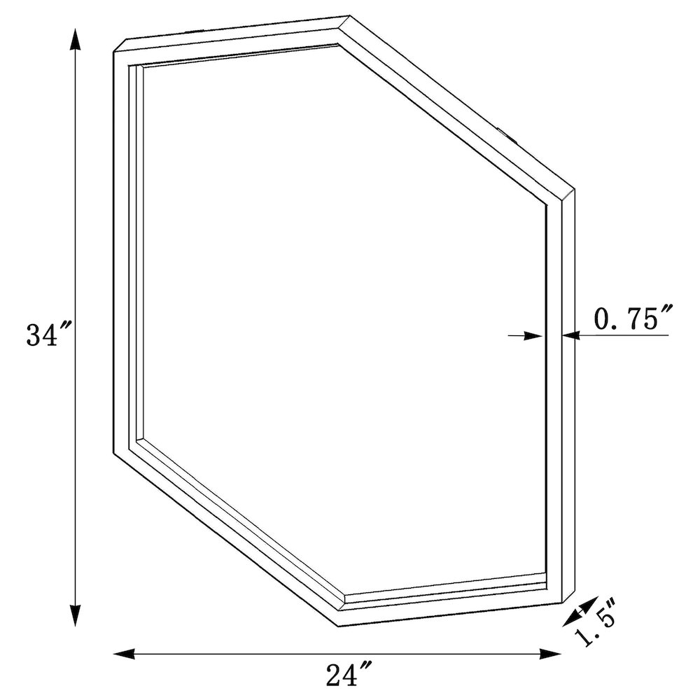 Bledel 24 x 34 Inch Hexagonal Wall Mirror Gold. Picture 3