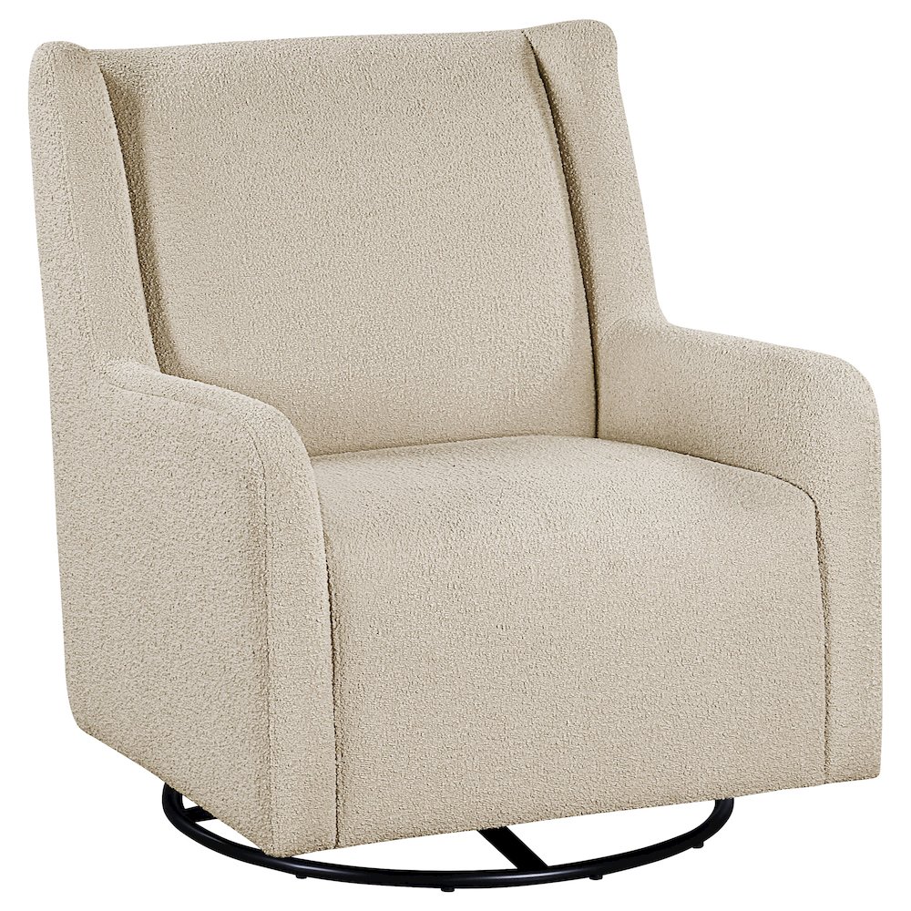Serra Boucle Upholstered Swivel Glider Recliner Sandy Beige. Picture 1