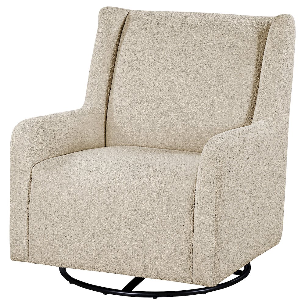 Serra Boucle Upholstered Swivel Glider Recliner Sandy Beige. Picture 4