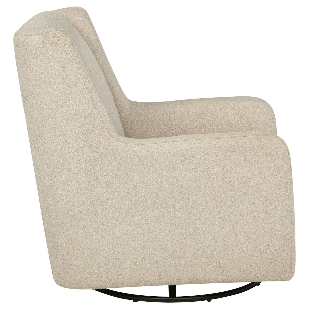 Serra Boucle Upholstered Swivel Glider Recliner Sandy Beige. Picture 9