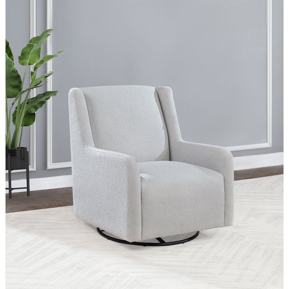 Serra Boucle Upholstered Swivel Glider Recliner Dove Grey. Picture 2