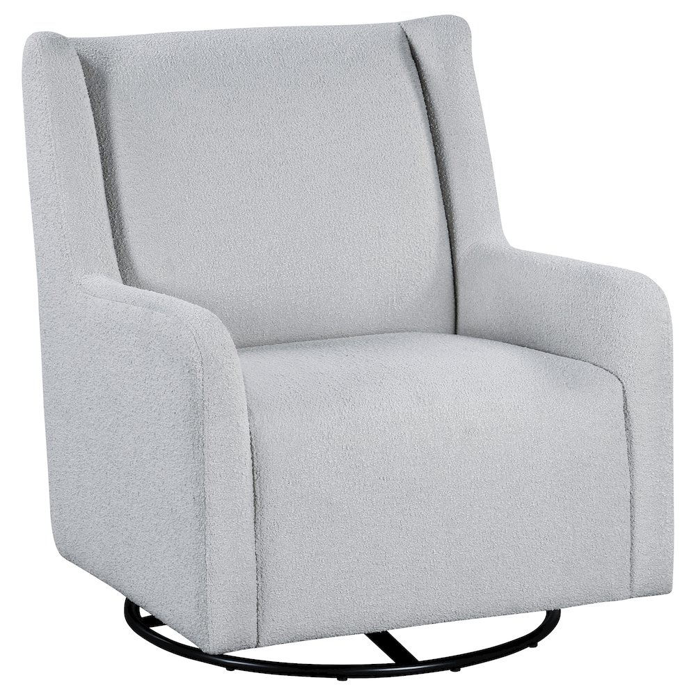 Serra Boucle Upholstered Swivel Glider Recliner Dove Grey. Picture 1