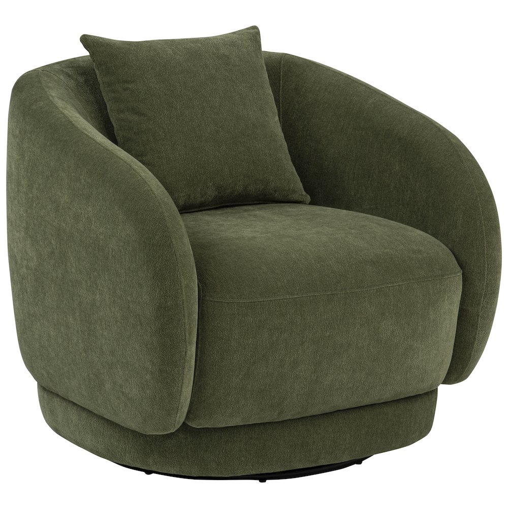 Arnaud Chenille Upholstered Swivel Accent Chair Green. Picture 1
