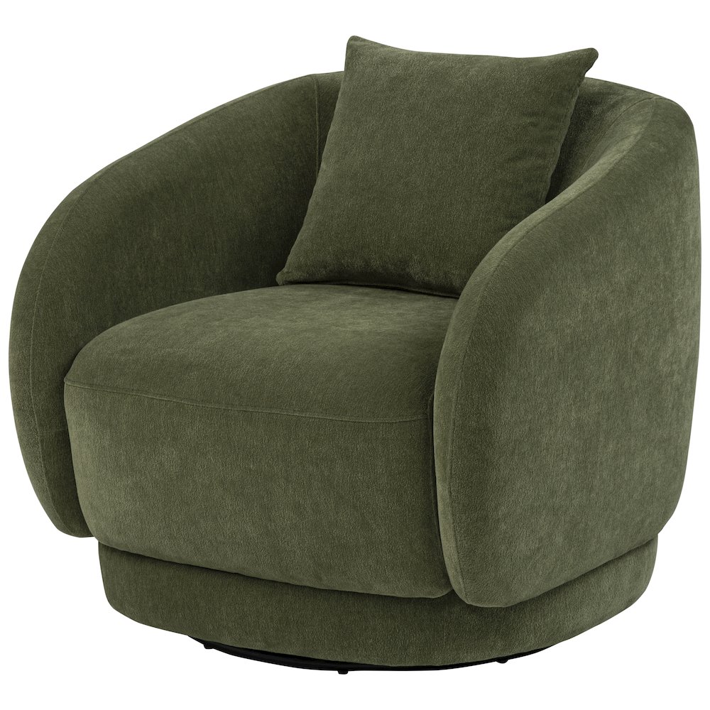 Arnaud Chenille Upholstered Swivel Accent Chair Green. Picture 4