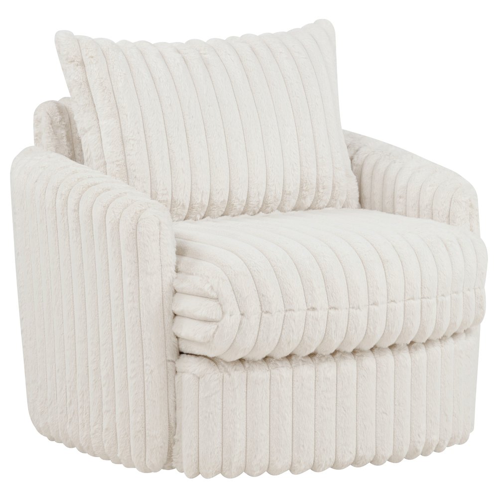 Sarco Corduroy Upholstered Swivel Accent Arm Chair Ivory. Picture 1