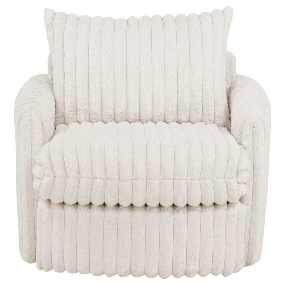 Sarco Corduroy Upholstered Swivel Accent Arm Chair Ivory. Picture 3