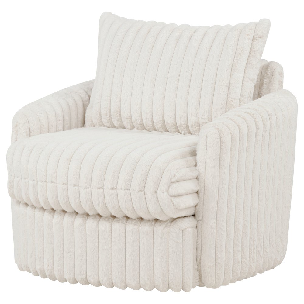 Sarco Corduroy Upholstered Swivel Accent Arm Chair Ivory. Picture 4
