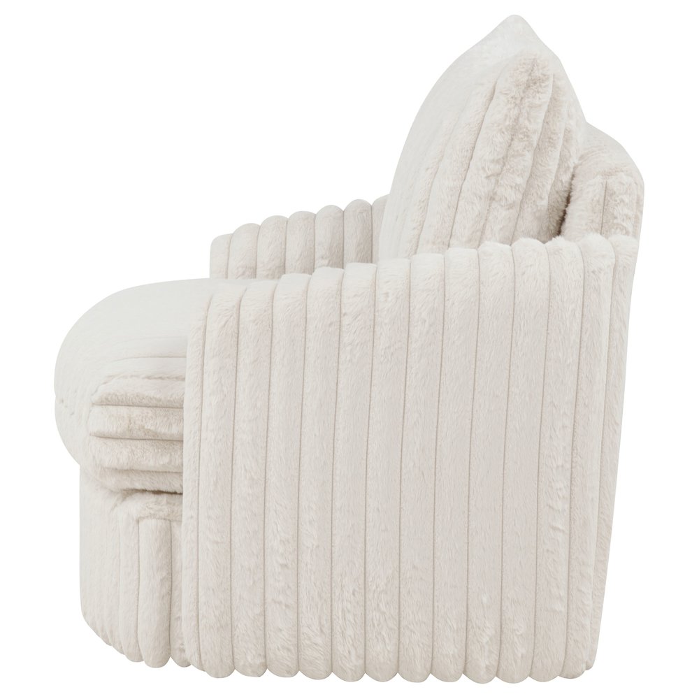 Sarco Corduroy Upholstered Swivel Accent Arm Chair Ivory. Picture 5