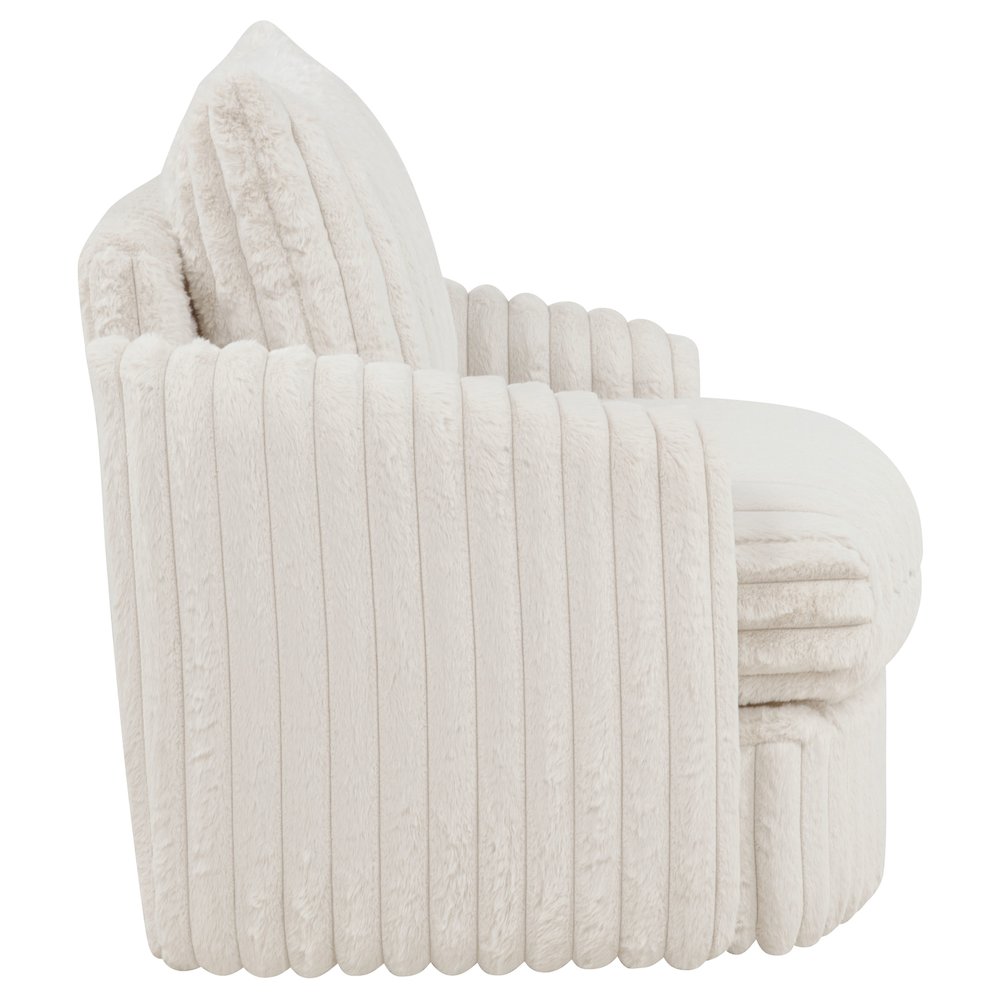 Sarco Corduroy Upholstered Swivel Accent Arm Chair Ivory. Picture 9