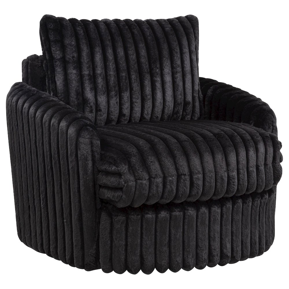 Sarco Corduroy Upholstered Swivel Accent Arm Chair Black. Picture 1