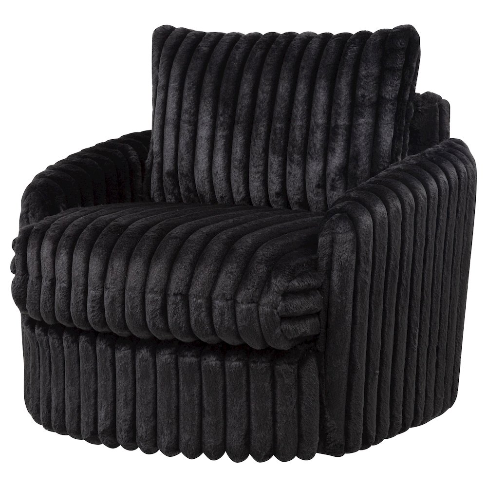 Sarco Corduroy Upholstered Swivel Accent Arm Chair Black. Picture 4