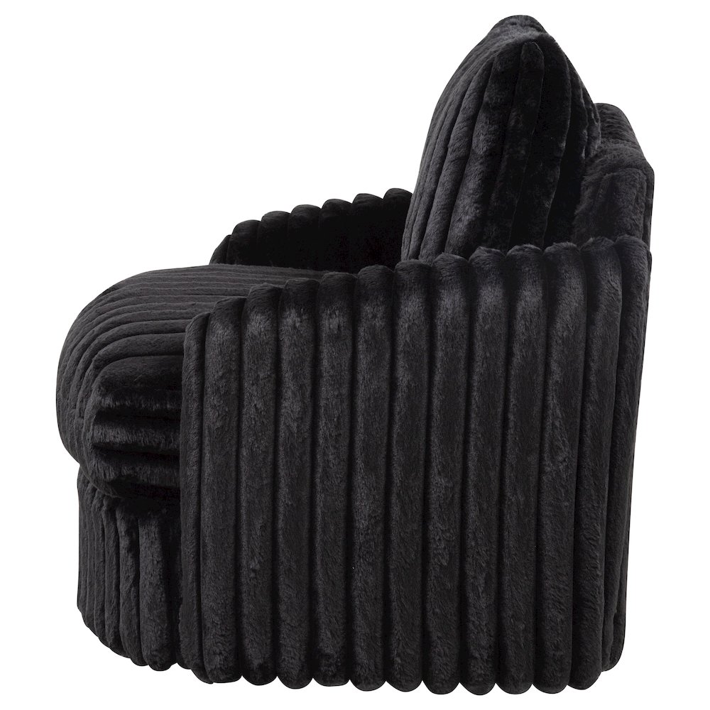 Sarco Corduroy Upholstered Swivel Accent Arm Chair Black. Picture 5