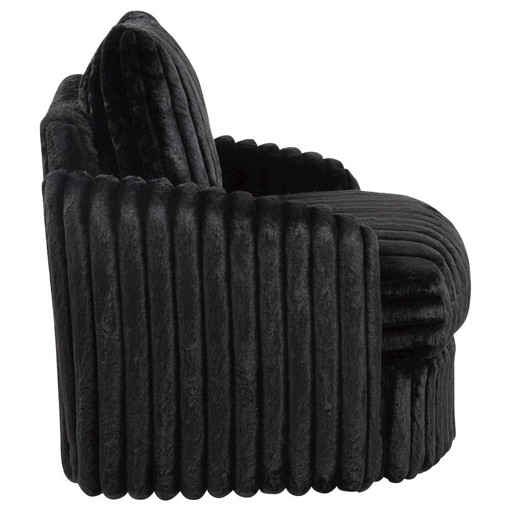 Sarco Corduroy Upholstered Swivel Accent Arm Chair Black. Picture 9