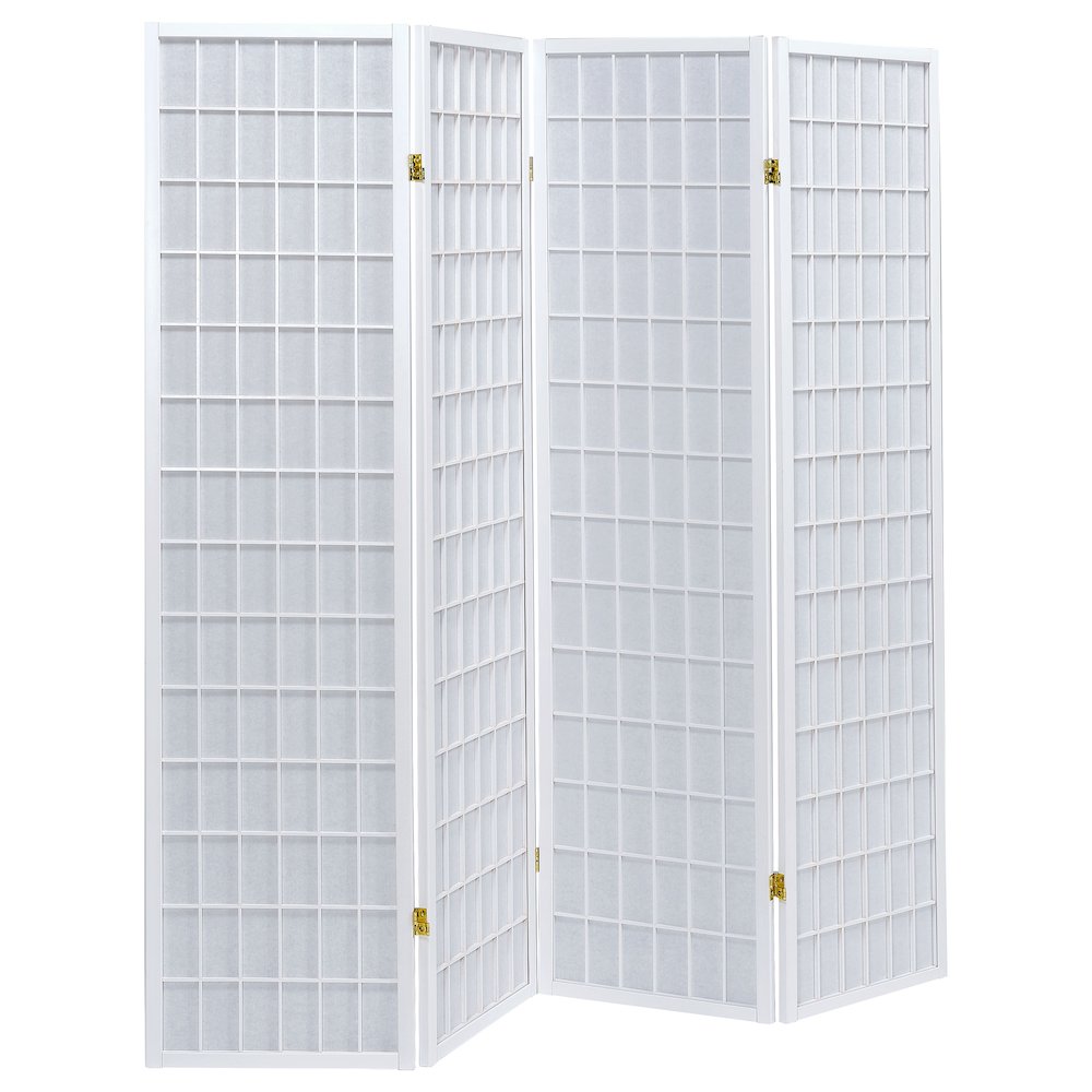 Roberto 4-Panel Room Divider Folding Shoji Screen White. Picture 1