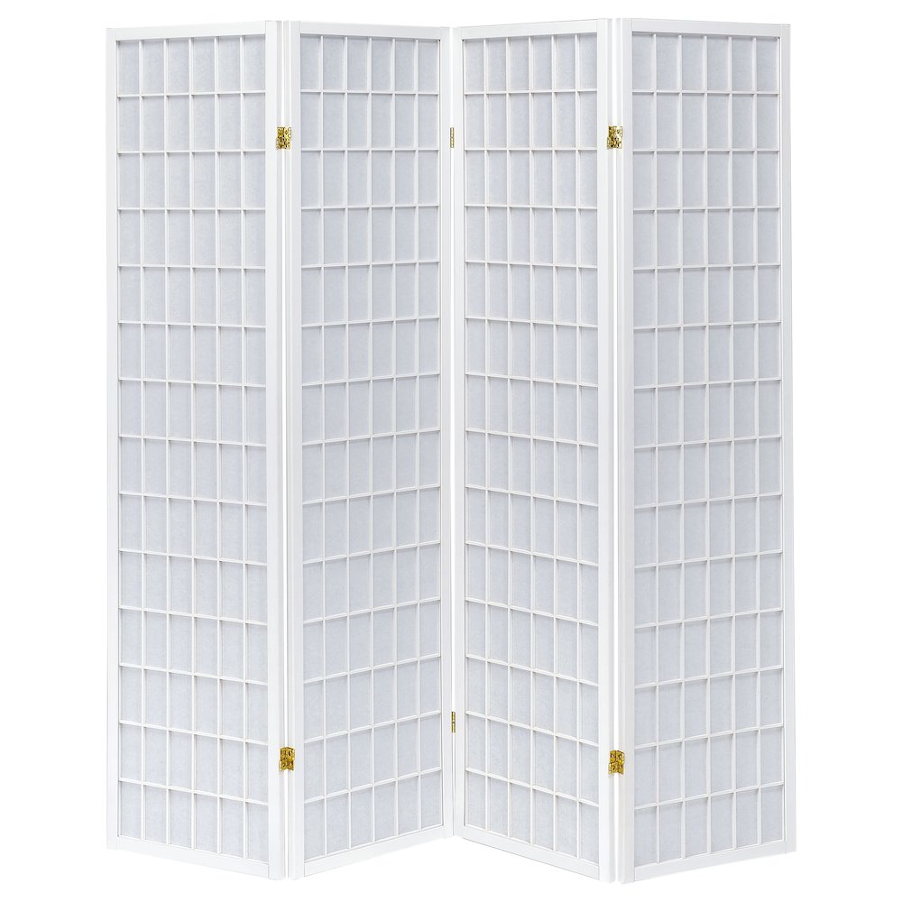 Roberto 4-Panel Room Divider Folding Shoji Screen White. Picture 3