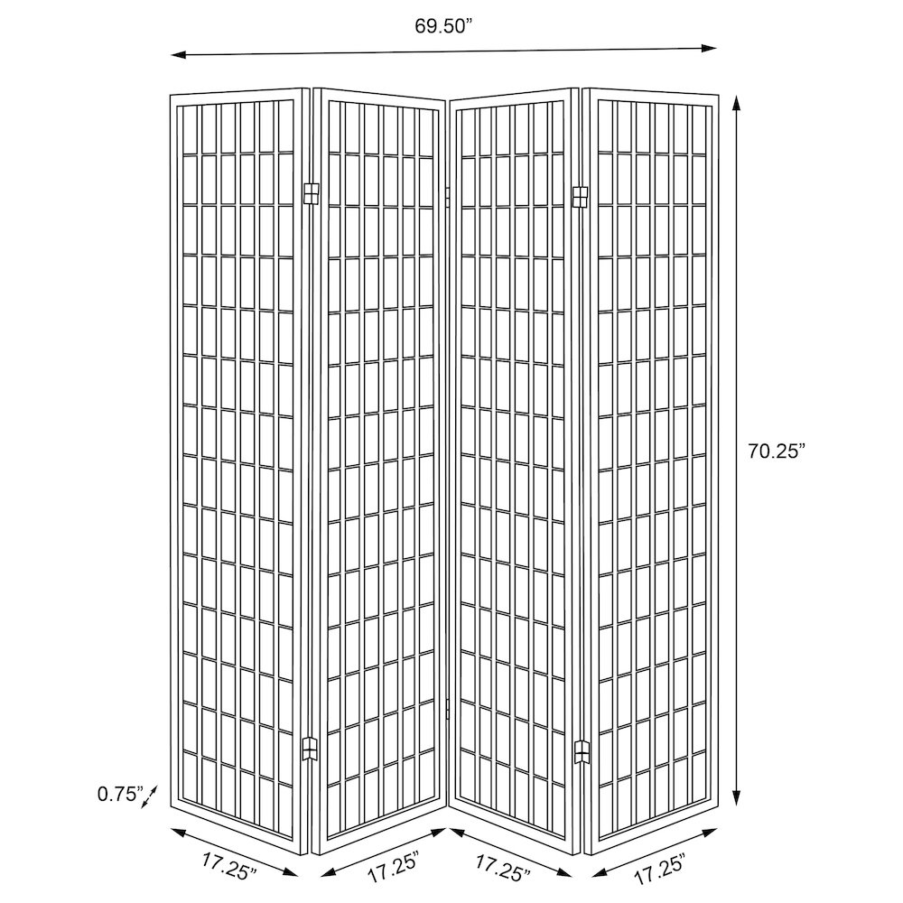 Roberto 4-Panel Room Divider Folding Shoji Screen White. Picture 7