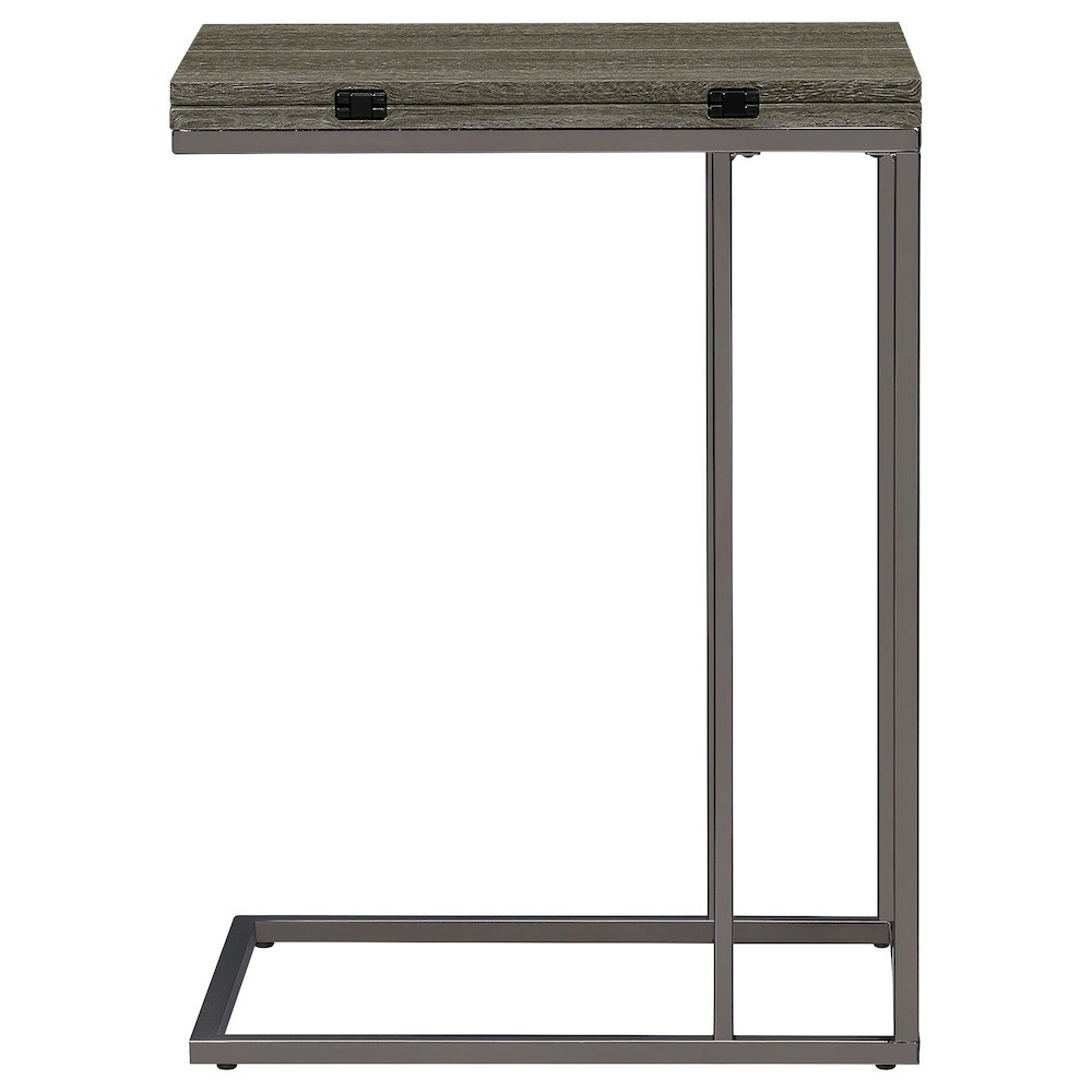 Pedro Expandable C-Shaped Sofa Side Table Weathered Grey. Picture 6