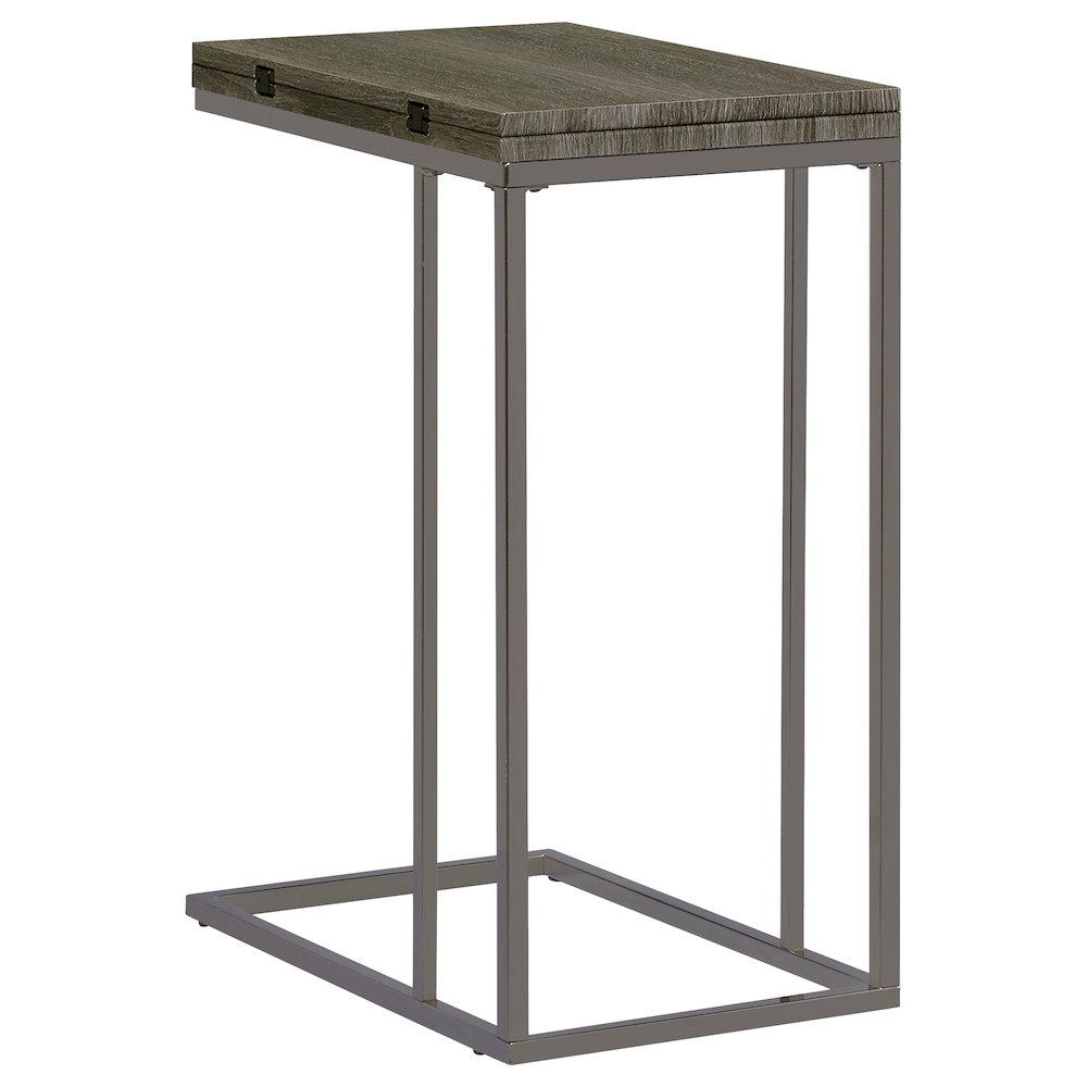 Pedro Expandable C-Shaped Sofa Side Table Weathered Grey. Picture 7